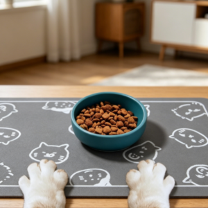 on-slip absorbent cat and dog feeding mat, cat head structure