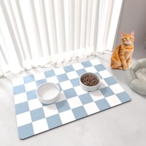 Pet feeding mat, checkered bowl structure, easy-clean quick-dry structure