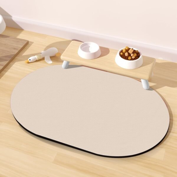 Pet feeding mat, absorbent spill-resistant quick-dry bowl structure