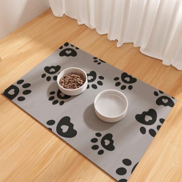 Pet feeding mat, absorbent food mat, rubber base placemat structure