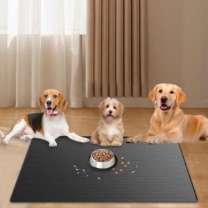 Extra large silicone pet feeding mat, raised edge structure